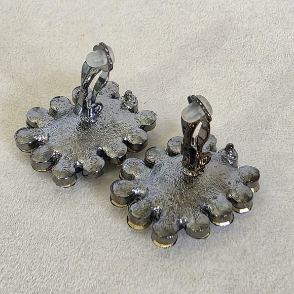 Silver and Black Glam Clip On Earrings - Picture 7 of 9
